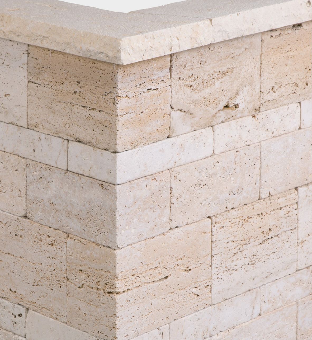 Naturstein Kastellmauersteine VANILLA ROMANA® Travertin / creme-beige