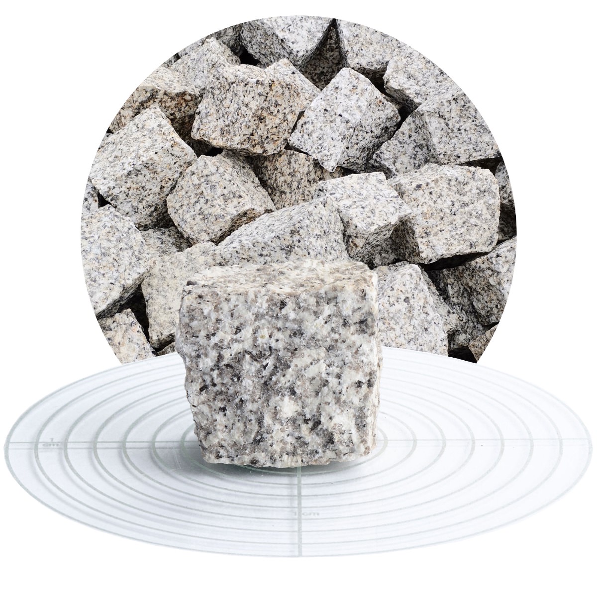 Naturstein Pflastersteine hellgrau 5x5x5 cm aus dem Fichtelgebirge / Deutschland