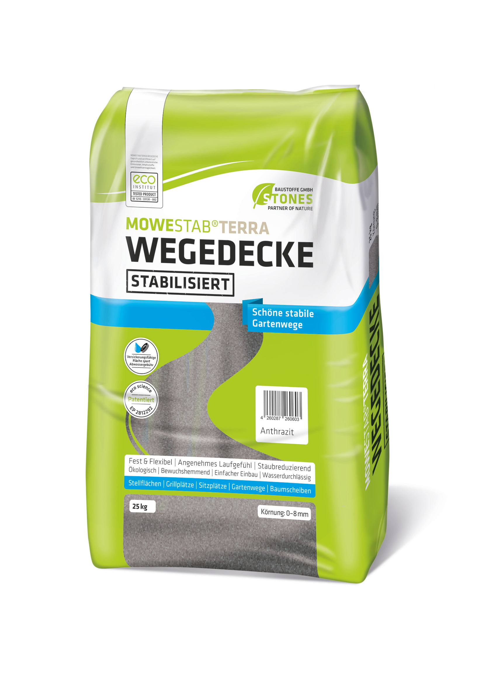MOWESTAB TERRA stabilisierte Wegedecke Anthrazit 0-8 mm