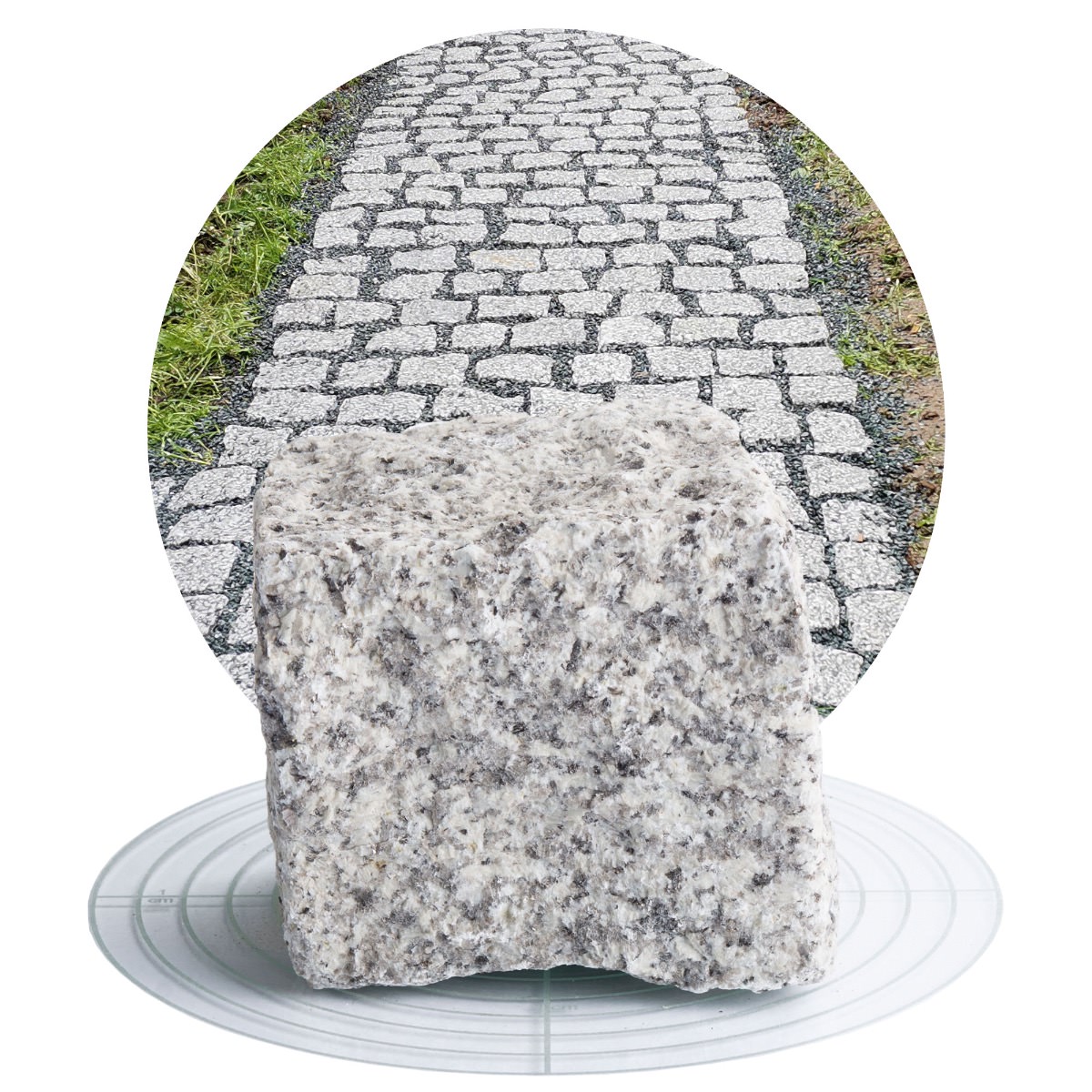 Naturstein Pflastersteine hellgrau 9x9x9 cm aus dem Fichtelgebirge / Deutschland